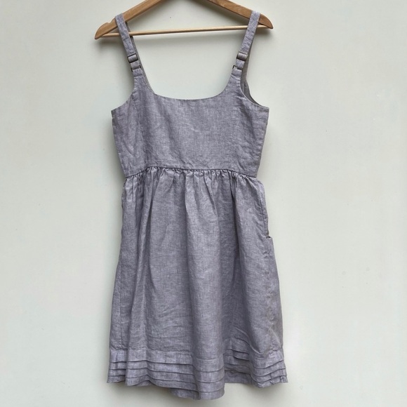 Armani Exchange Grey 100% Linen Front Zip Dress Size 4 - Picture 5 of 10
